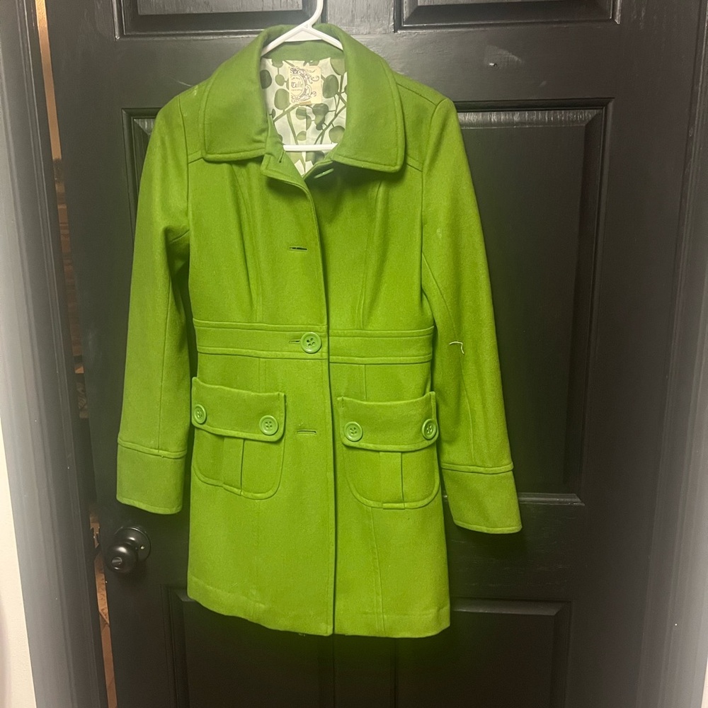 Tulle Lush Green Pea Coat - Picture 3 of 3
